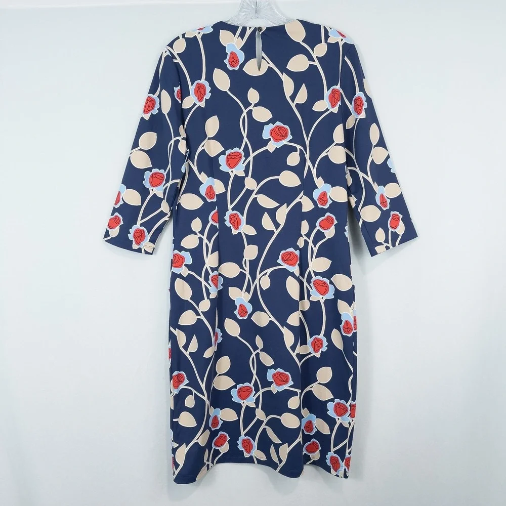 J McLaughlin Catalyst Sheath Dress Large Navy Floral Catalina Cloth Pockets